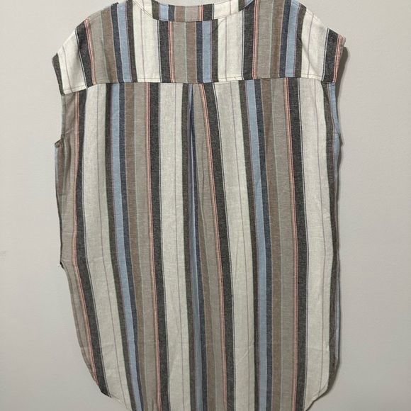 NWT Soft Surroundings Sera Striped Linen Blend Shirt SZ S Cottagecore Lagenlook - Picture 3 of 8